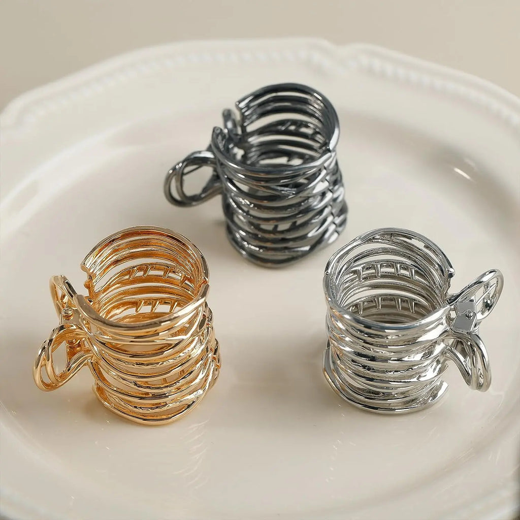 Fashion Gold Color Hollow Geometric Hair Clips Metal Hair Claw Cross Hairclip Headband Hairpin Hair Crab Women Hair Accessories